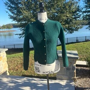 JADE 100% Wool Vintage Cardigan Sweater – Emerald Green, Size Small